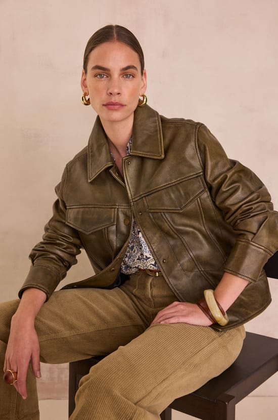 Jacke aus 100% Leder FIERCE;${refinementColor}