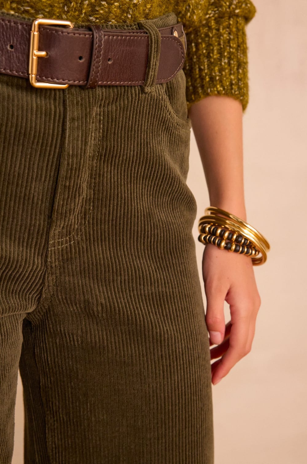 LISA wide-leg corduroy trousers;${refinementColor}