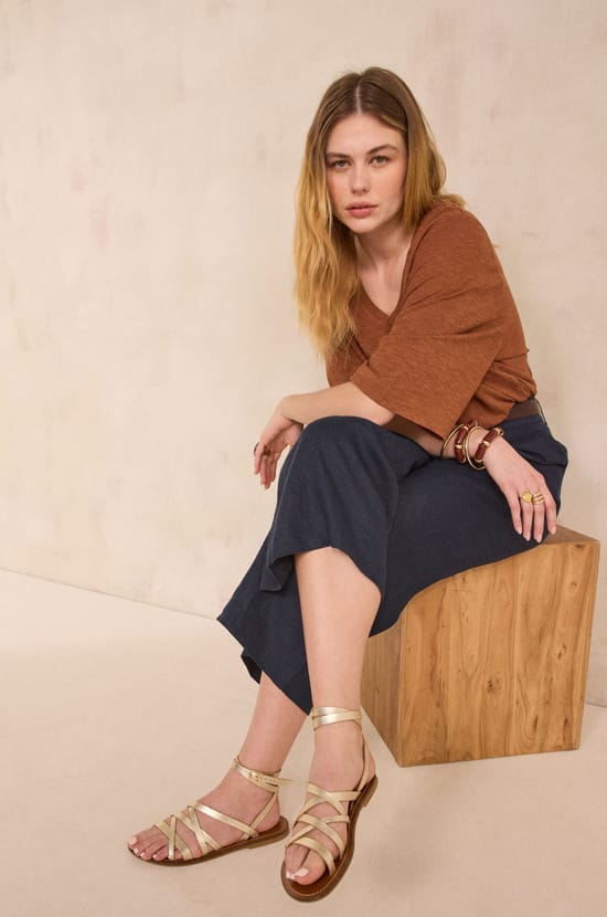 TINO wide linen trousers;${refinementColor}