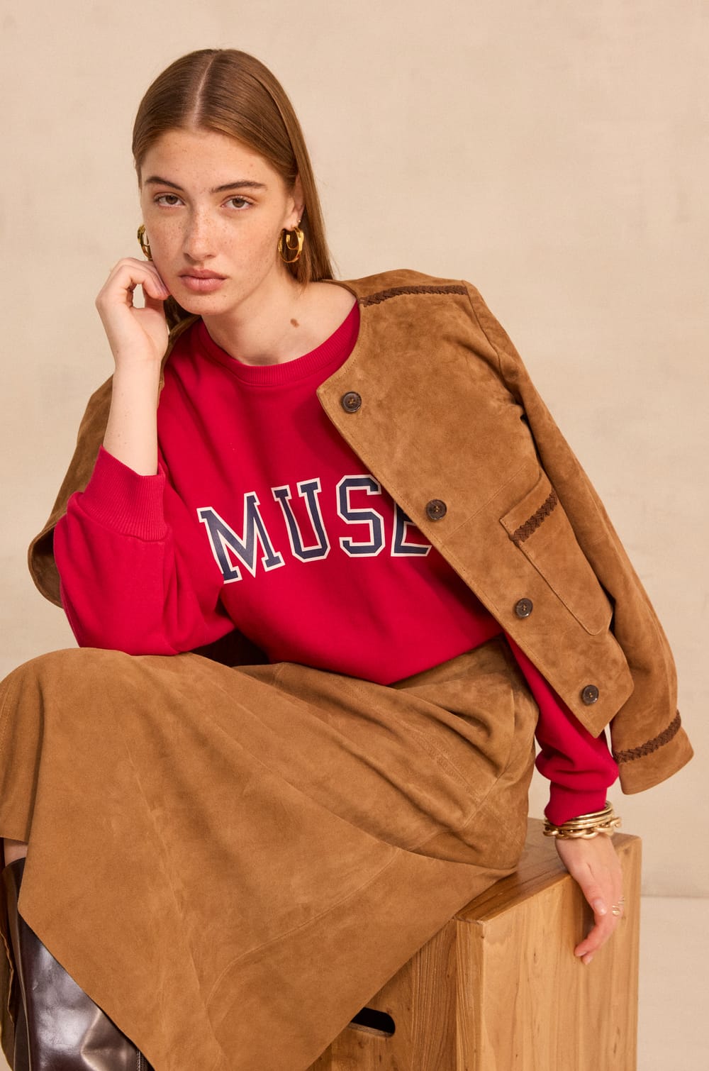 Veste &agrave; manches longues en su&egrave;de BETTY;${refinementColor}