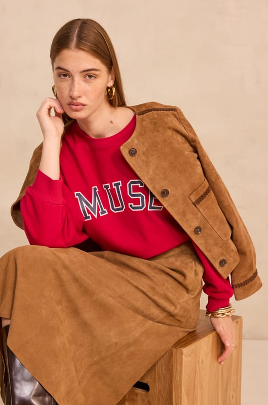 BETTY long-sleeved suede jacket;${refinementColor}