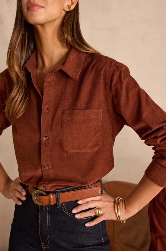 Unisex corduroy shirt INTREPIDE in 100% cotton;${refinementColor}