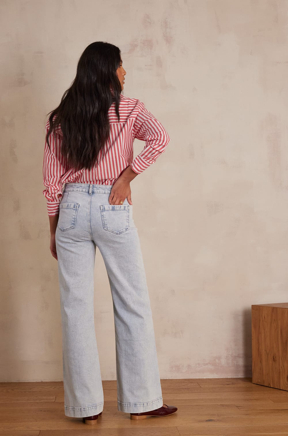 LUNA wide-leg Jeans in cotton;${refinementColor}