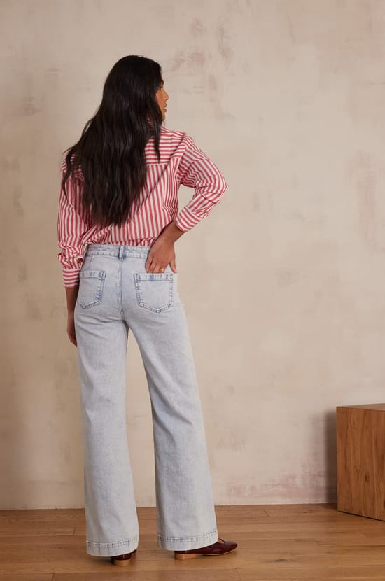 LUNA wide-leg Jeans in cotton;${refinementColor}