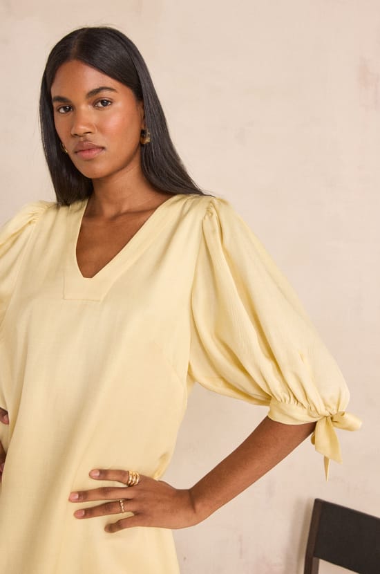 Short straight dress with 3/4 sleeves BONA;${refinementColor}