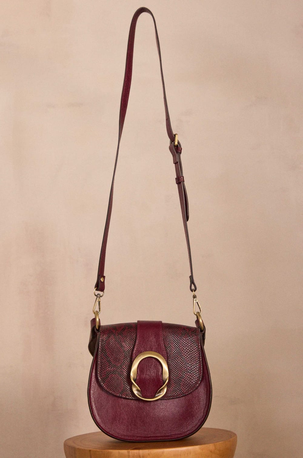 Bordeaux leather cowhide bag VALENTIN;${refinementColor}