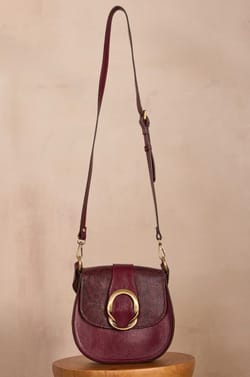 Bordeaux leather cowhide bag VALENTIN;${refinementColor}