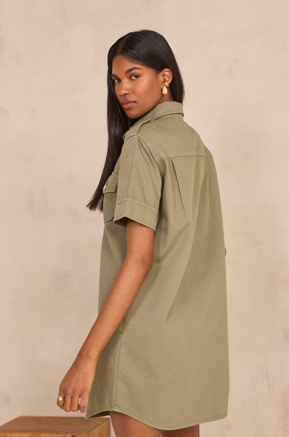 Robe courte droite en coton BETSY;${refinementColor}