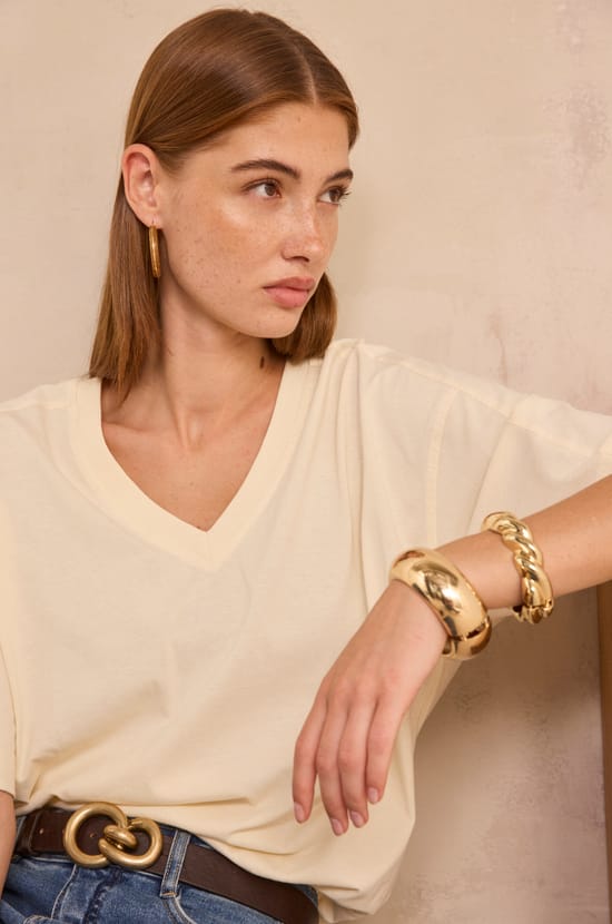 TED cotton 3/4 sleeve T-shirt;${refinementColor}