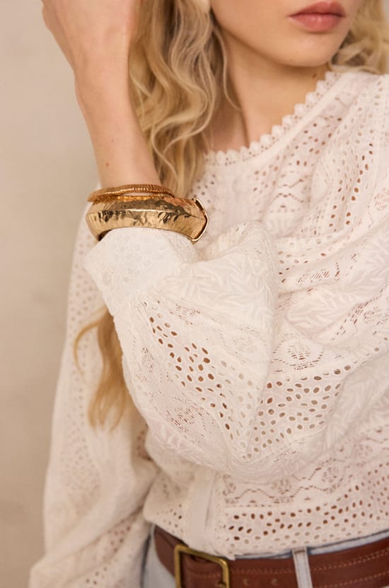 Embroidered long-sleeve cotton blouse DORIS;${refinementColor}