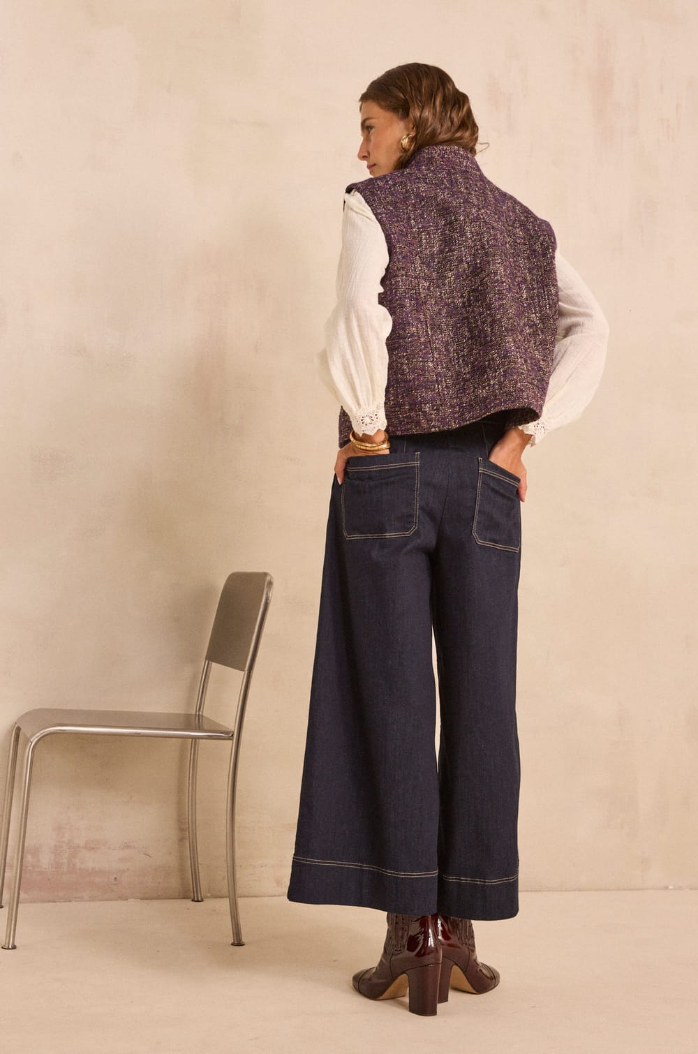 Wide cotton blend pants SYDNEY;${refinementColor}