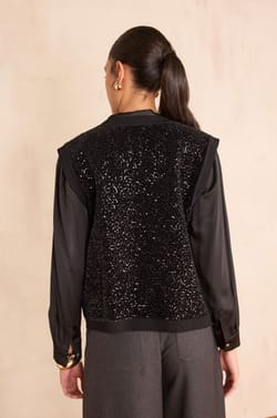 BECKA sequin cardigan without sleeves;${refinementColor}