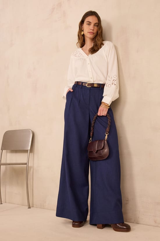 Blouse Manches Longues Coton M&eacute;lang&eacute; DOLLY;${refinementColor}