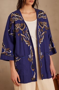NOURIA embroidered cotton jacket;${refinementColor}