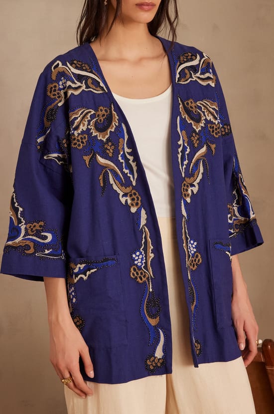 NOURIA embroidered cotton jacket;${refinementColor}