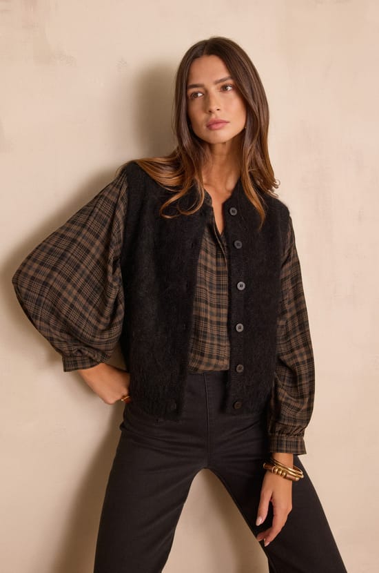 LOULOU sleeveless cardigan in mohair and wool;${refinementColor}