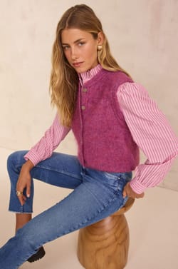 LOULOU sleeveless mohair cardigan;${refinementColor}