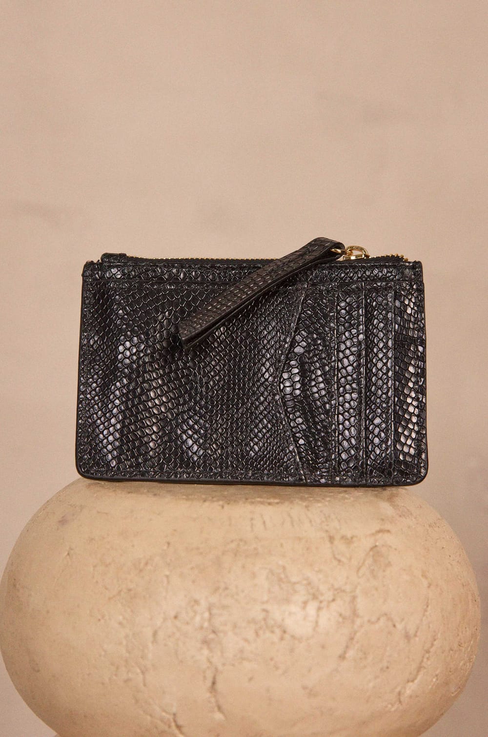 VALENTIN python effect leather card holder;${refinementColor}