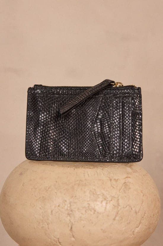 VALENTIN python effect leather card holder;${refinementColor}