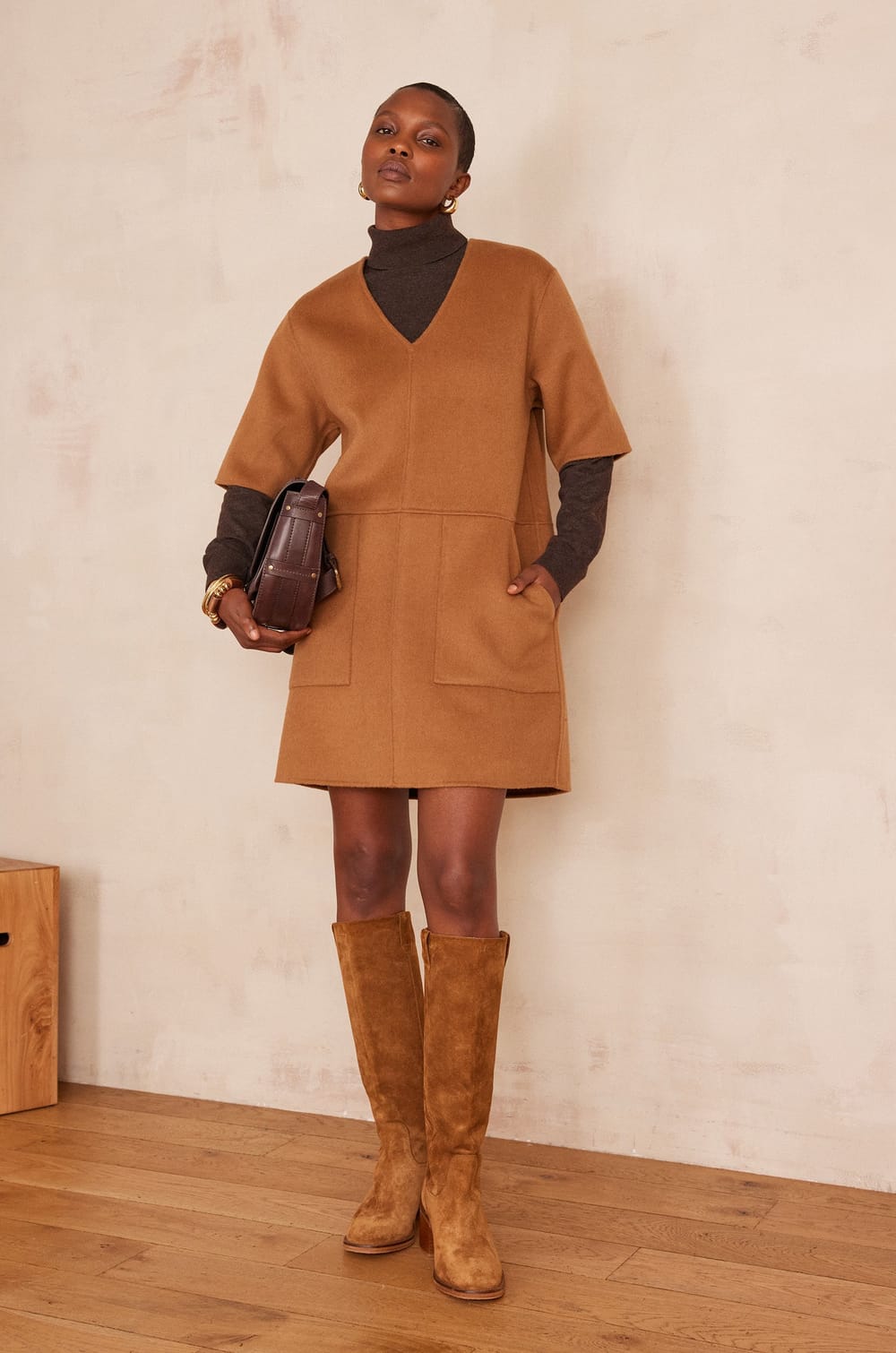 Short wool dress ROSARIO;${refinementColor}