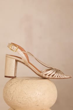 Iridescent heeled sandals in 100% leather SUNNY;${refinementColor}