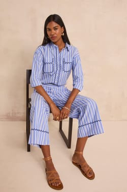 Straight striped cotton pants LOUISETTE;${refinementColor}