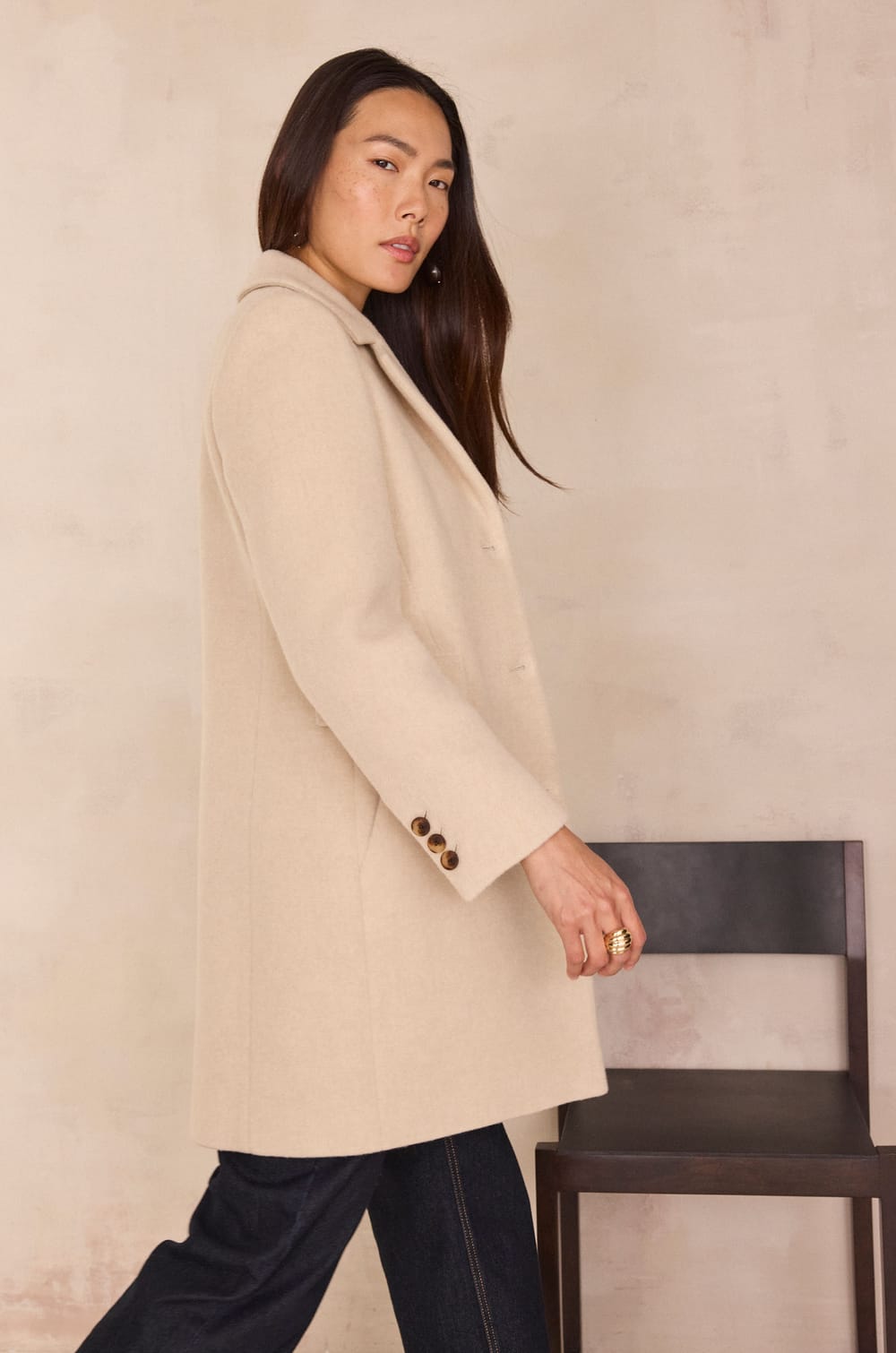 ANABELLE BIS mid-length coat;${refinementColor}