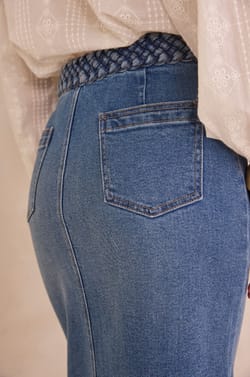 BIRDY cotton skirt with fine stripes;${refinementColor}