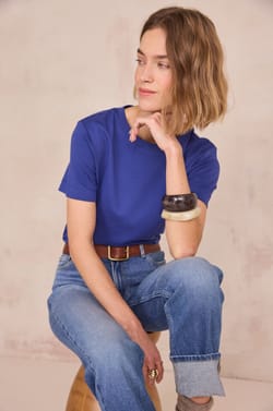 Cropped jeans with braided details ROMA;${refinementColor}