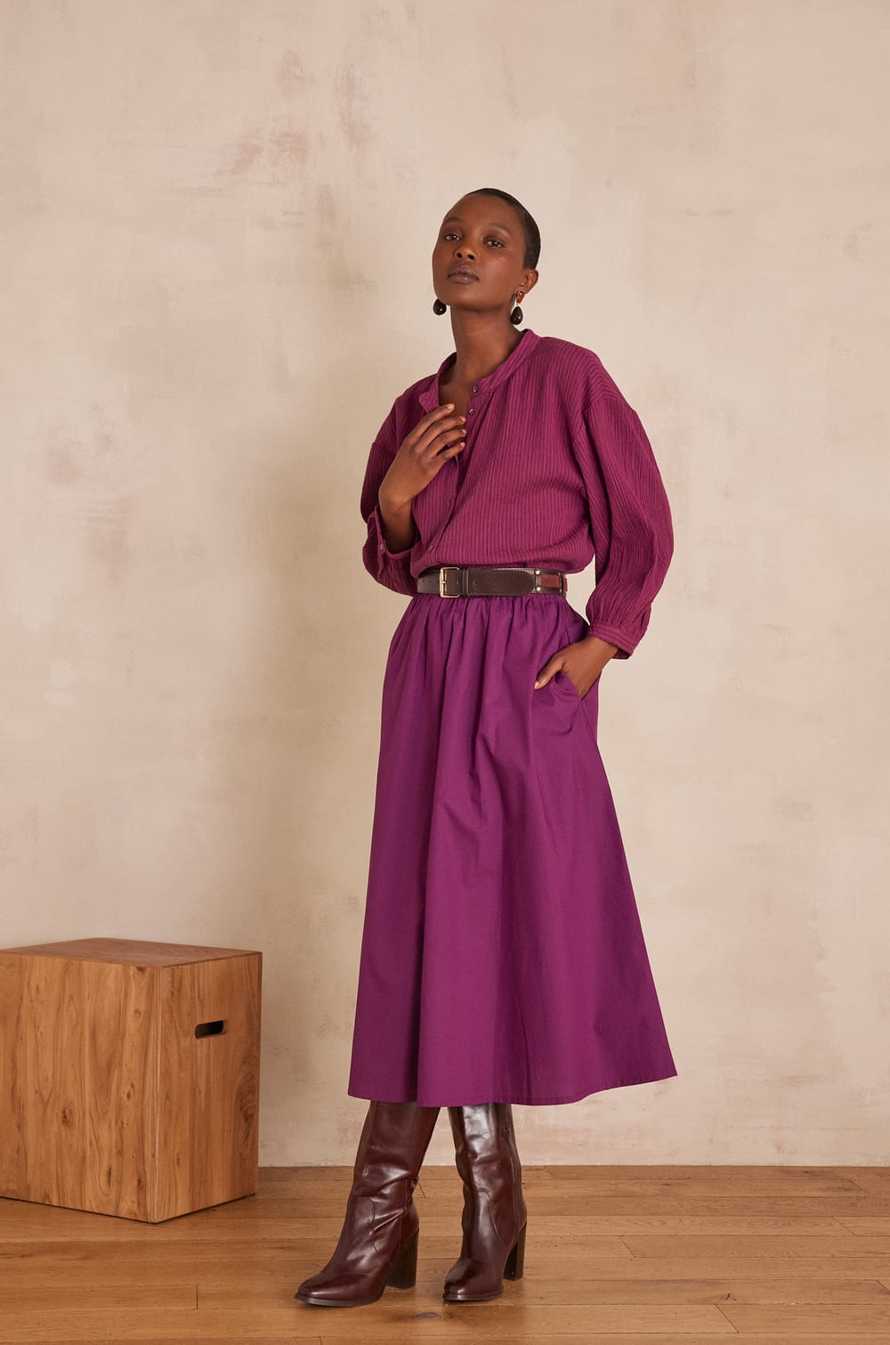 BRUNE cotton skirt;${refinementColor}