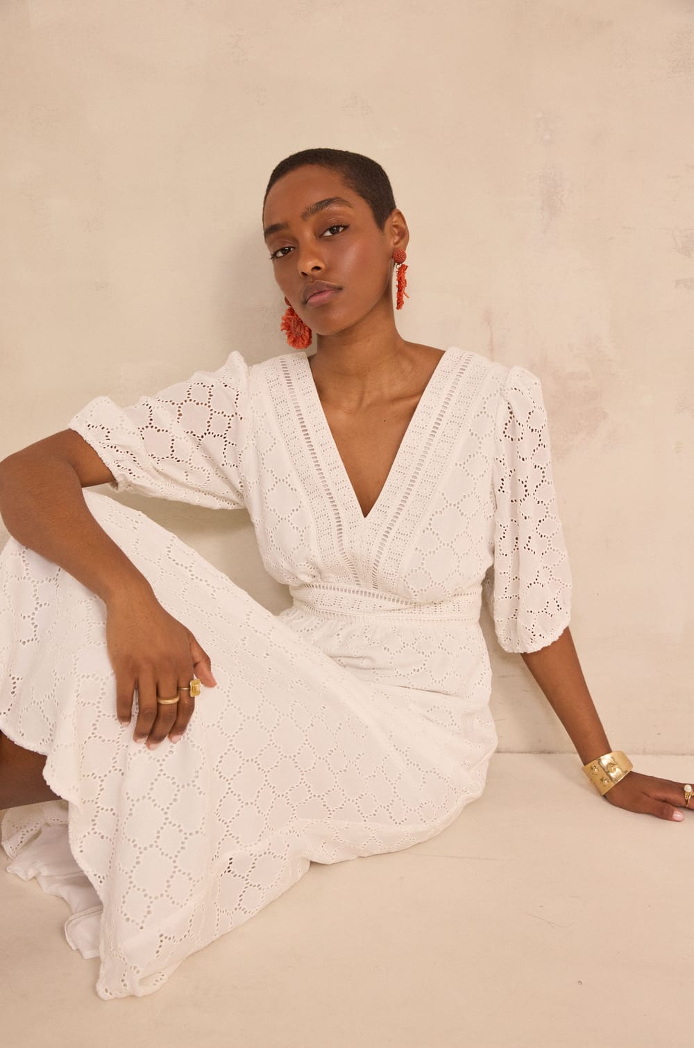 Embroidered long dress BIJOU;${refinementColor}