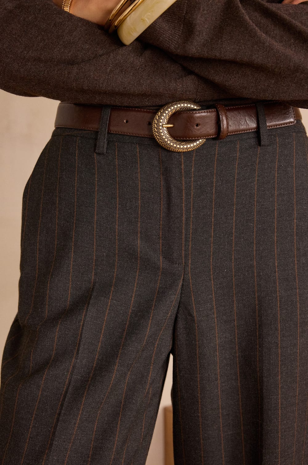 FERGUSON wide-leg striped trousers;${refinementColor}