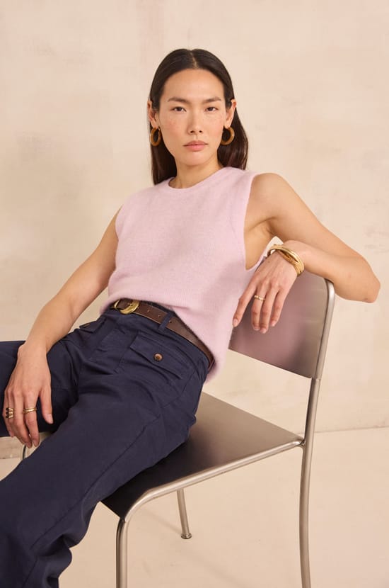 PERRY sleeveless sweater;${refinementColor}