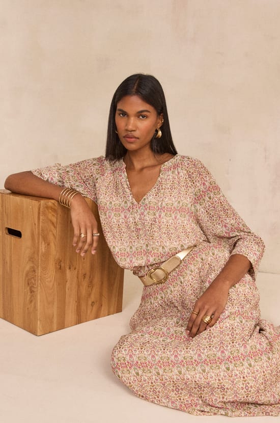 Printed BATIK fluid skirt;${refinementColor}