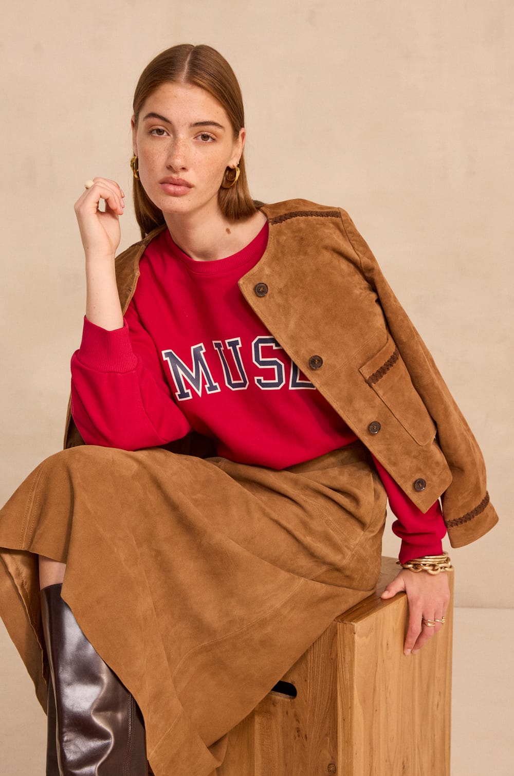 MUSE cotton blend sweatshirt;${refinementColor}