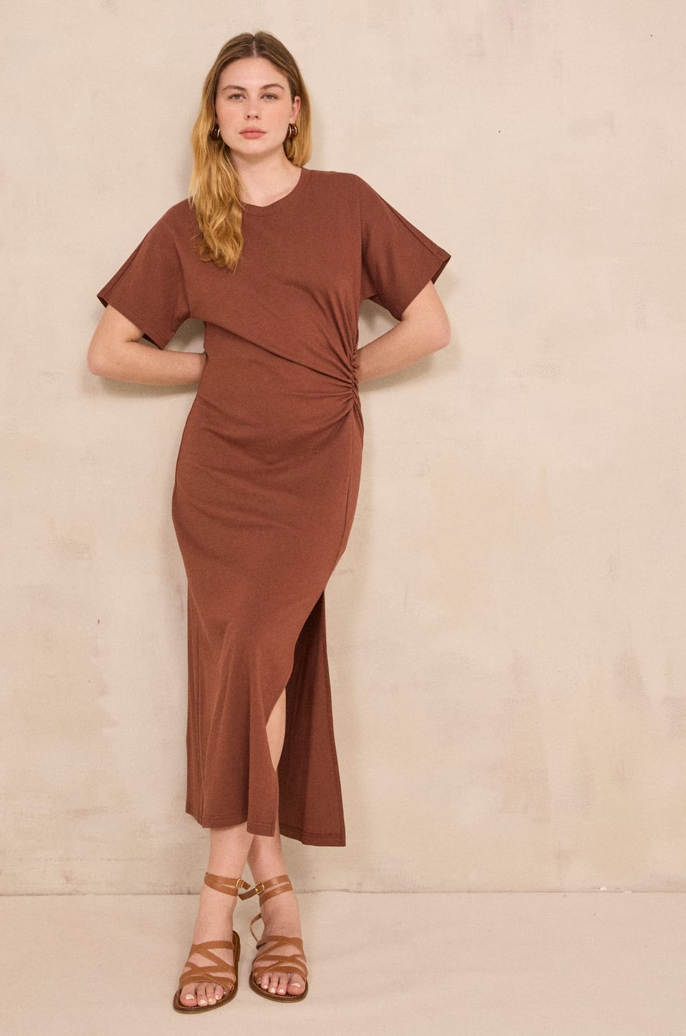 Robe slim en coton m&eacute;lang&eacute; BRISBANE;${refinementColor}