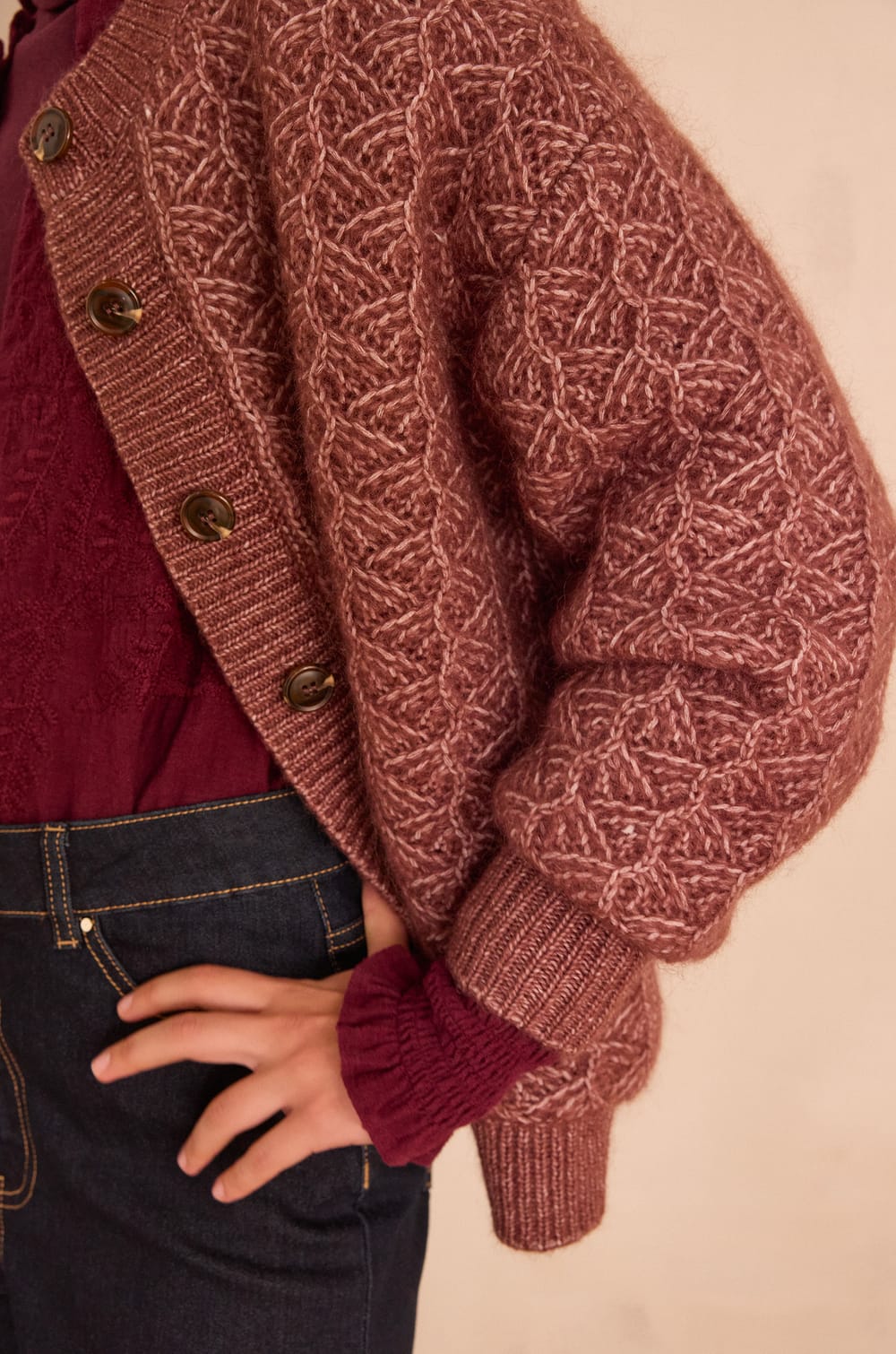 COSMO cardigan in mohair and wool;${refinementColor}