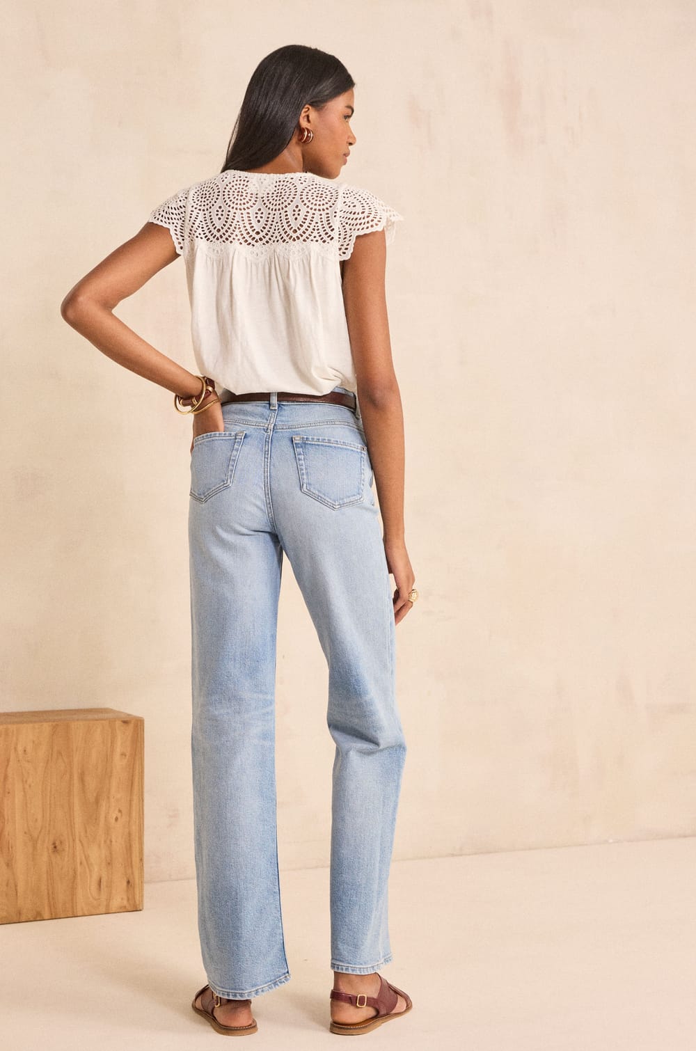 Jean droit en coton m&eacute;lang&eacute; RONNIE;${refinementColor}