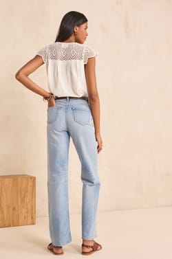 Jean straight in mixed cotton RONNIE;${refinementColor}