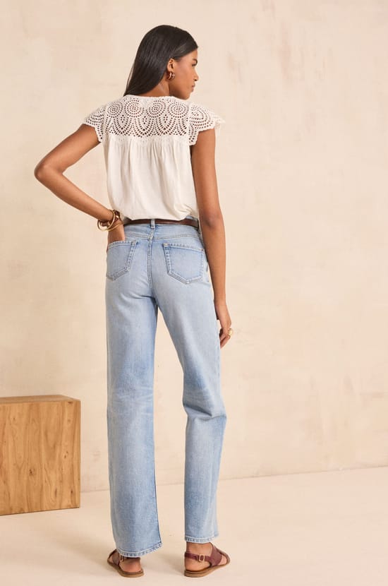 Jean straight in mixed cotton RONNIE;${refinementColor}