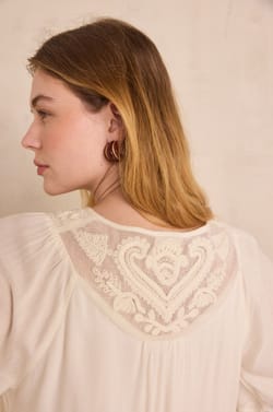 Embroidered blouse with 3/4 sleeves DEBORAH;${refinementColor}