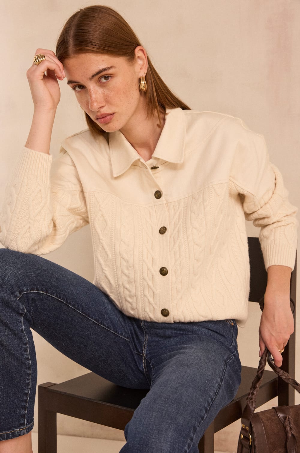 ALABAMA long-sleeve wool and cotton sweater;${refinementColor}