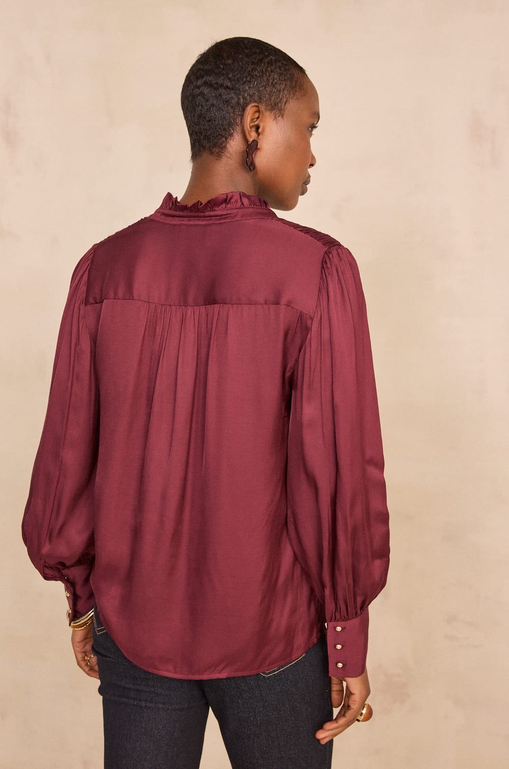 Blouse &agrave; manches longues en viscose MAEVA BL SATIN;${refinementColor}