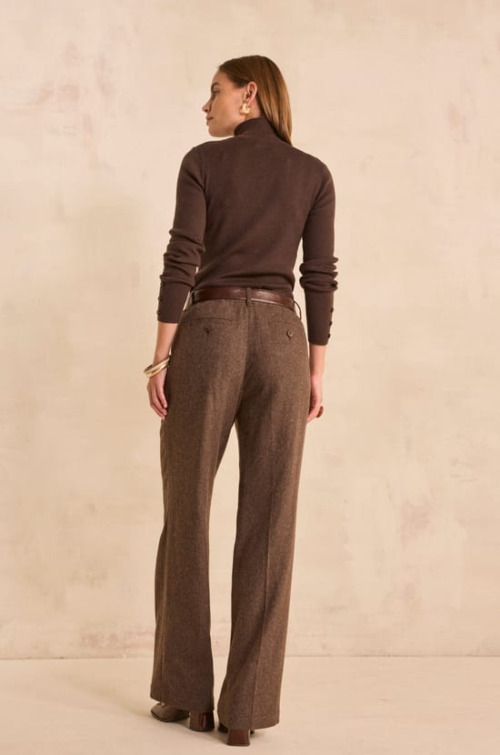 Pantalon large en laine m&eacute;lang&eacute;e BERNIE;${refinementColor}
