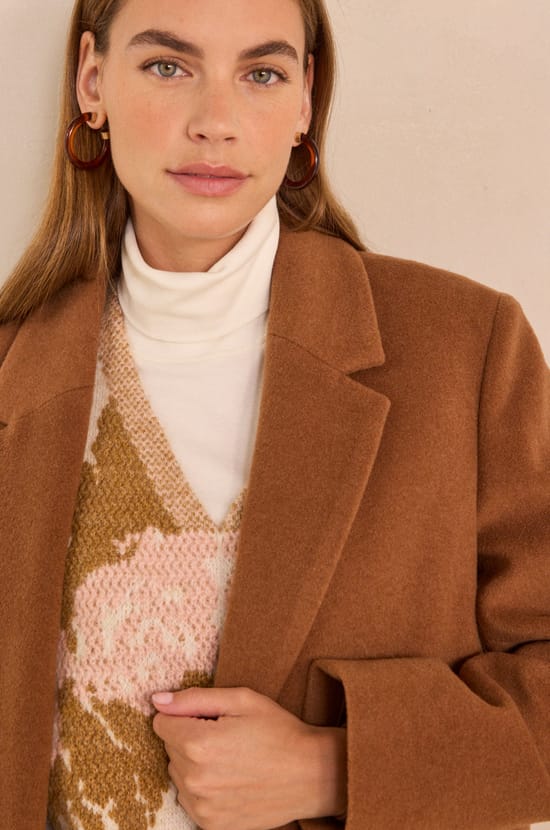 Manteau en laine &agrave; manches longues CALYPSO;${refinementColor}