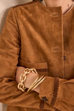 BETTY long-sleeved suede jacket;${refinementColor}