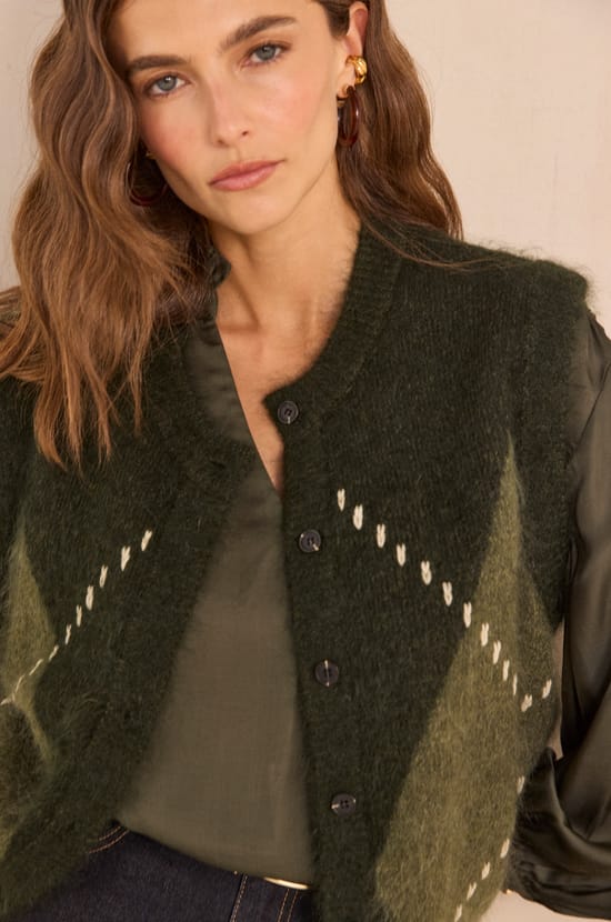 ALPHA sleeveless mohair vest;${refinementColor}