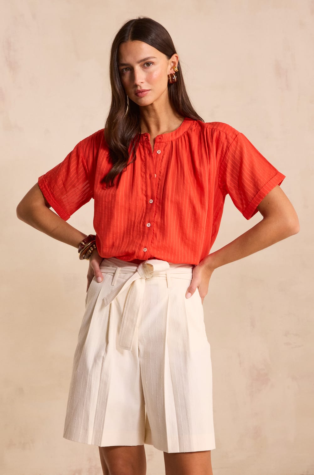 Bermuda mixed cotton trousers TIA;${refinementColor}