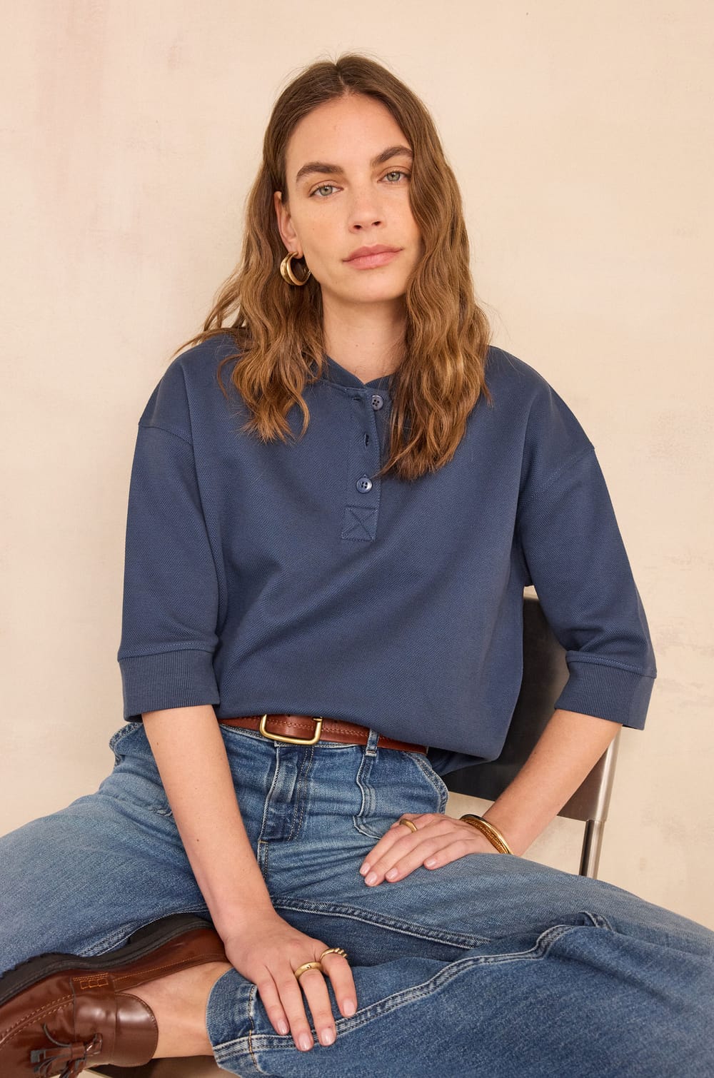 LAURENA cotton polo shirt;${refinementColor}