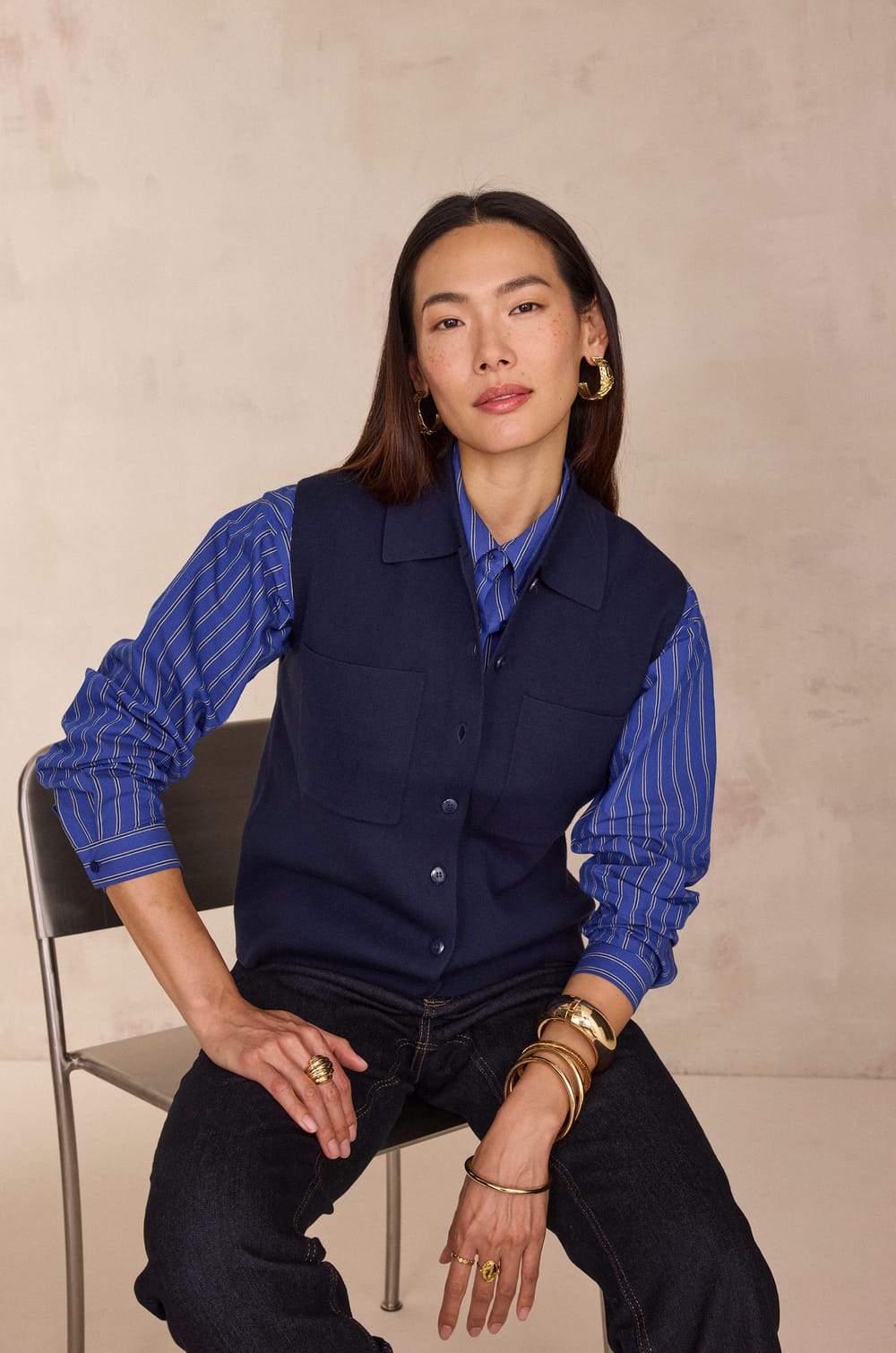 PETRA sleeveless cardigan;${refinementColor}